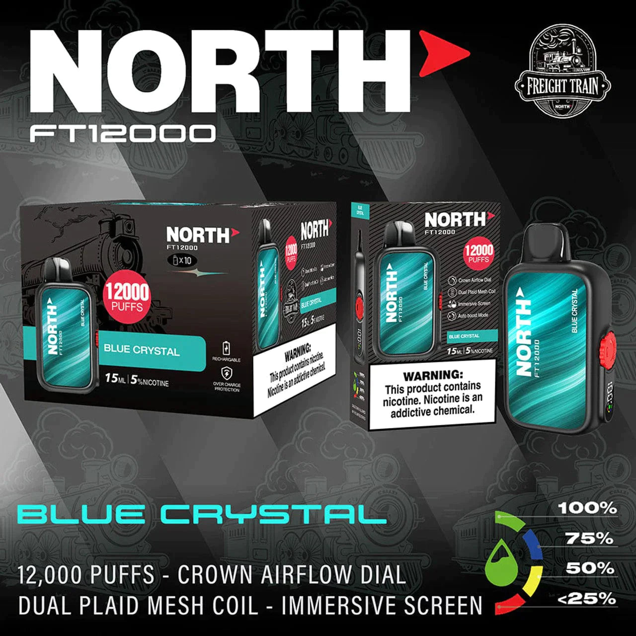 North FT12000 Disposable Vape 15mL Best Flavor Blue Crystal