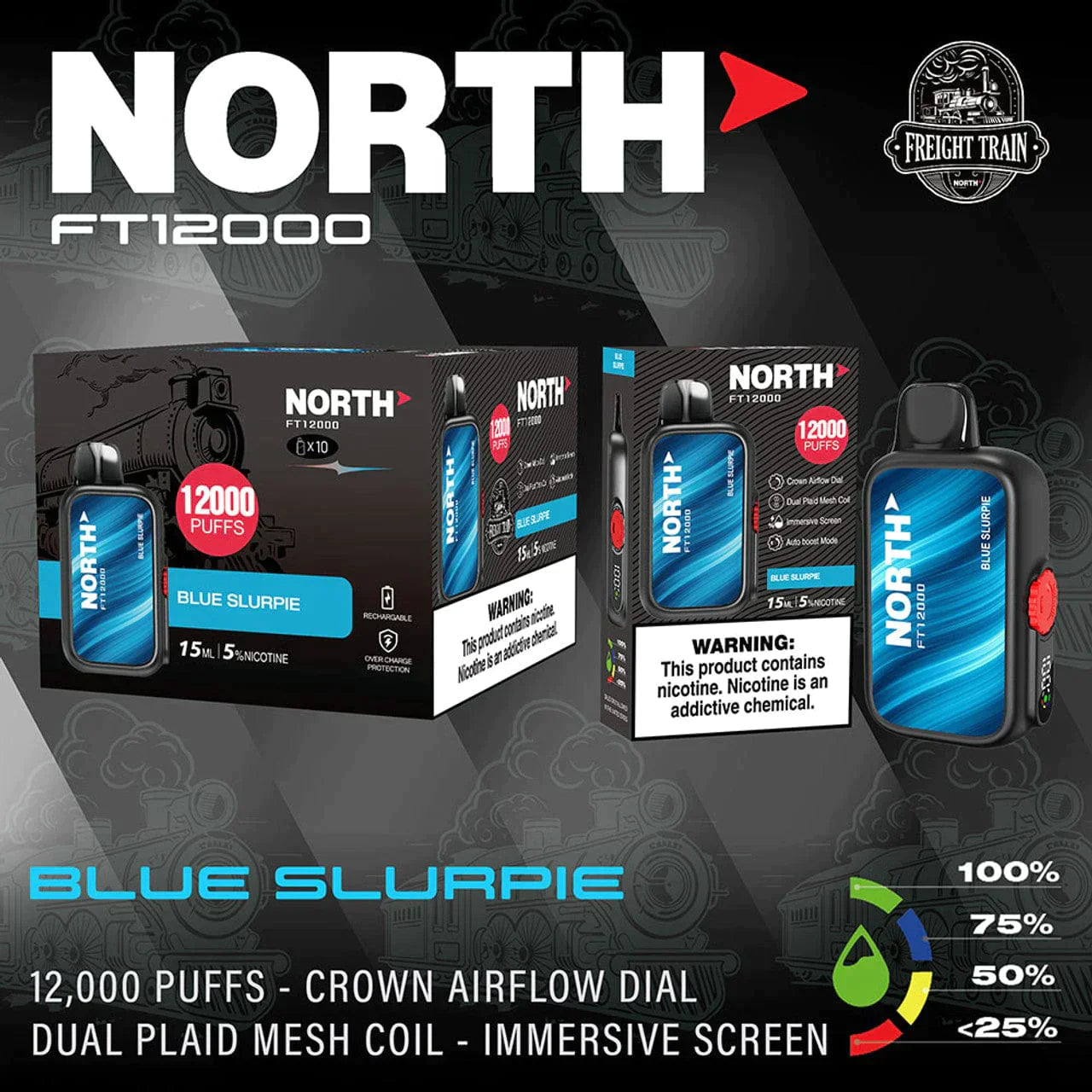 North FT12000 Disposable Vape 15mL Best Flavor Blue Slurpie