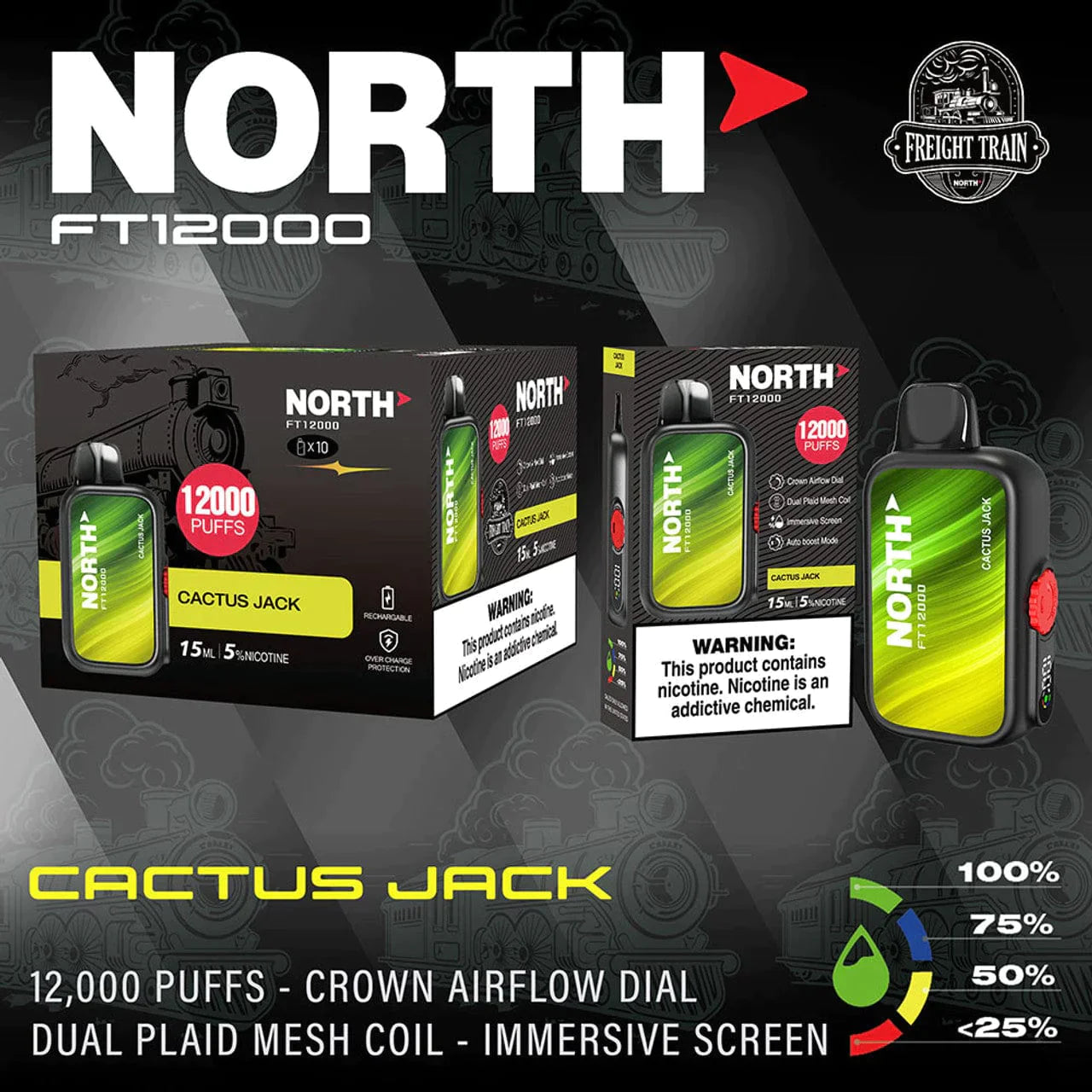 North FT12000 Disposable Vape 15mL Best Flavor Cactus Jack