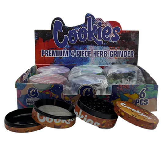 Cookies Premium 4-Pieces Herb Grinder Display 65mm x 45mm