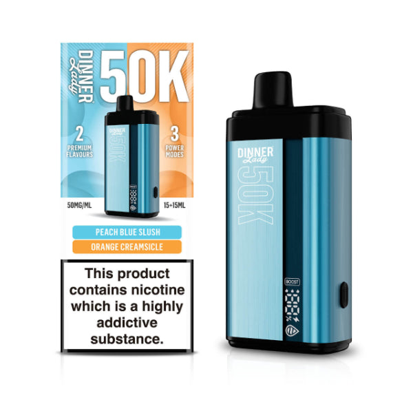 Dinner Lady 50K Dual Flavor Disposable Peach Blue Slush & Orange Creamsicle