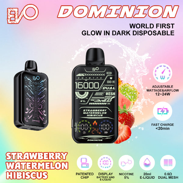 EVO Dominion 16,000 Puffs Disposable Strawberry Watermelon Hibiscus