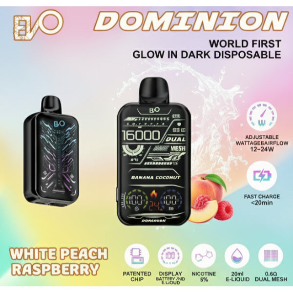 EVO Dominion 16,000 Puffs Disposable White Peach Raspberry