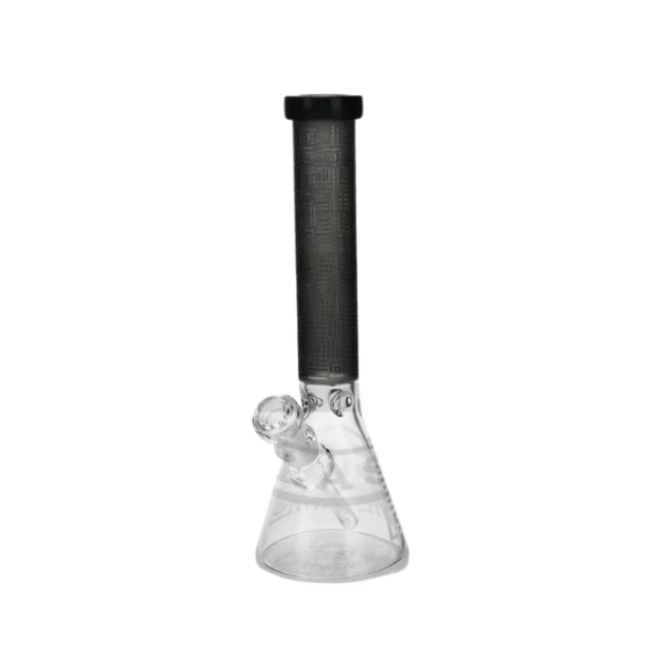 Sandblasted Square Glass Beaker Bong 15″