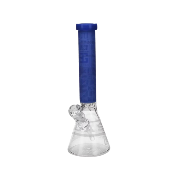 Sandblasted Square Glass Beaker Bong 15″