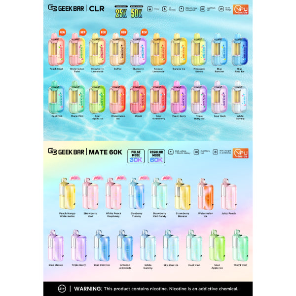 Geek Bar CLR 50,000 Puffs Disposable Flavor Card