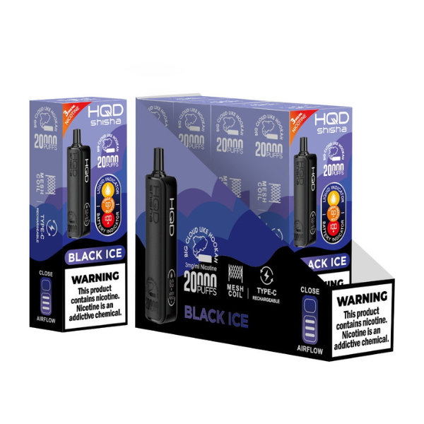 Best Deal HQD Shisha 20,000 Puff Disposable Vape - Black Ice