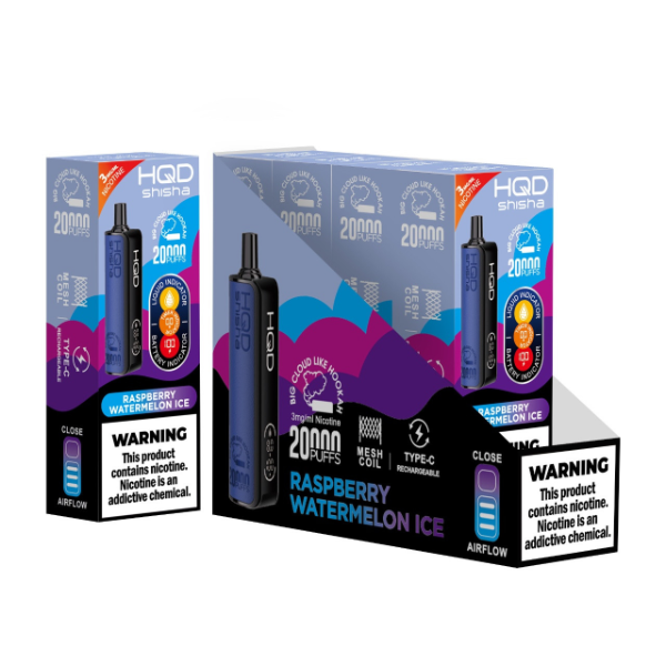 Best Deal HQD Shisha 20,000 Puff Disposable Vape - Raspberry Watermelon Ice