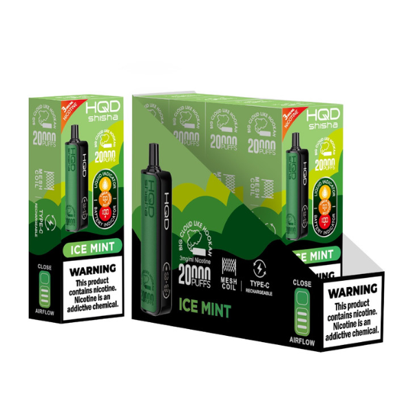 Best Deal HQD Shisha 20,000 Puff Disposable Vape - Ice Mint