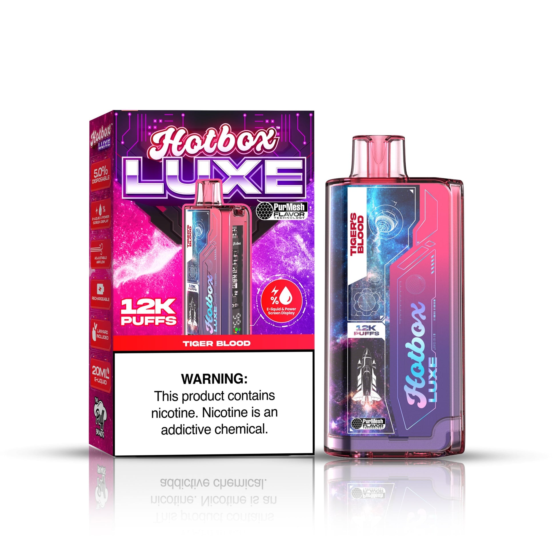 Hotbox Luxe 12k Puffs Disposable Vape 20mL Best Flavor Tiger Blood
