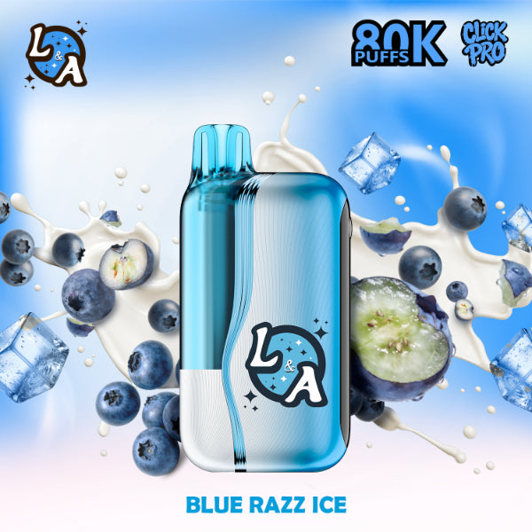 L&A Click Pro 80,000 Puffs Disposable Kit Blue Razz Ice