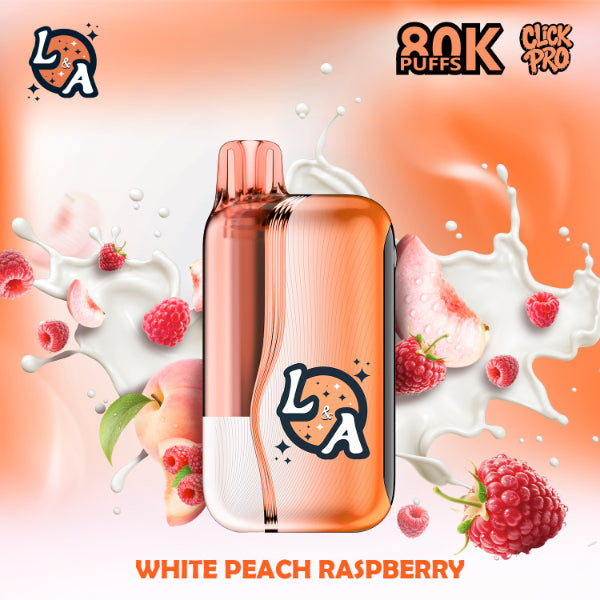 L&A Click Pro 80,000 Puffs Disposable Kit White Peach Raspberry