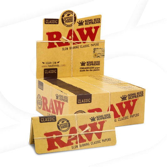RAW King Size Supreme Creaseless Natural Rolling Papers