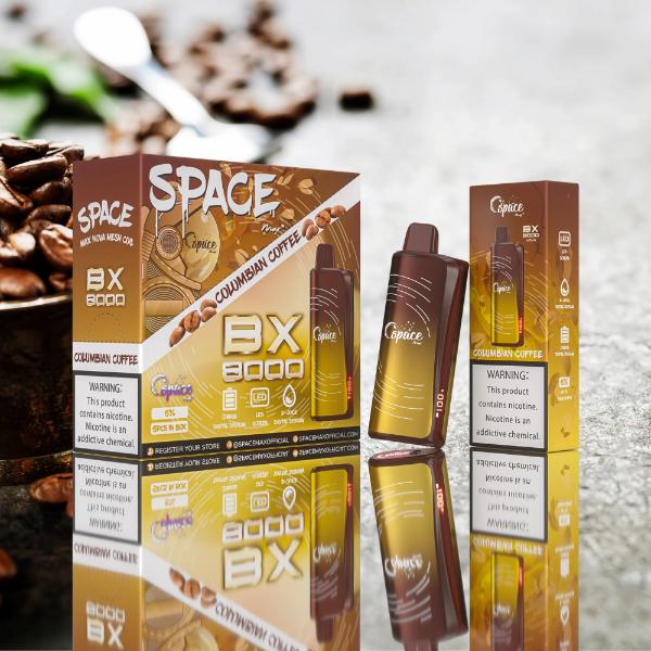 SpaceMax BX8000 Disposable Vape 15mL 8000 Puffs Best Flavor Columbian Coffee