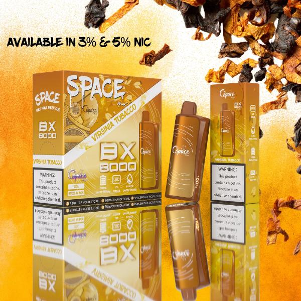 SpaceMax BX8000 Disposable Vape 15mL 8000 Puffs Best Flavor Virginia Tobacco