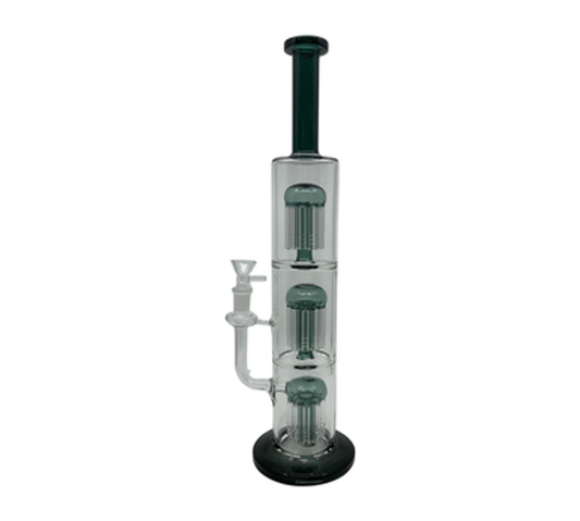 Stacked Jellyfish Percolator Straight Glass Water Pipe (16.5")