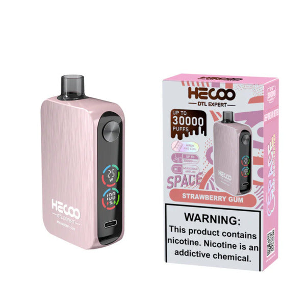 Best Deal HECOO Space DTL Expert 30,000 Puffs Disposable Vape 20mL 5 Pack - Strawberry Gum