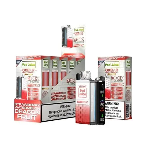 Best Deal Pod Juice x OXBAR Magic Maze 2 30k Puffs Rechargeable Disposable Vape 13mL Strawberry Watermelon Dragonfruit