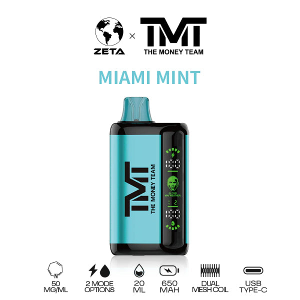 TMT by Floyd Mayweather 15,000 Puffs Disposable Vape 20mL Best Flavor Miami Mint