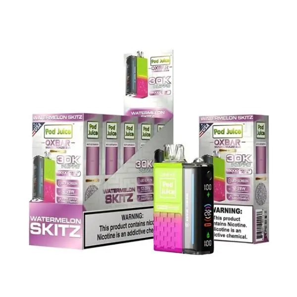 Best Deal Pod Juice x OXBAR Magic Maze 2 30k Puffs Rechargeable Disposable Vape 13mL Watermelon Skitz