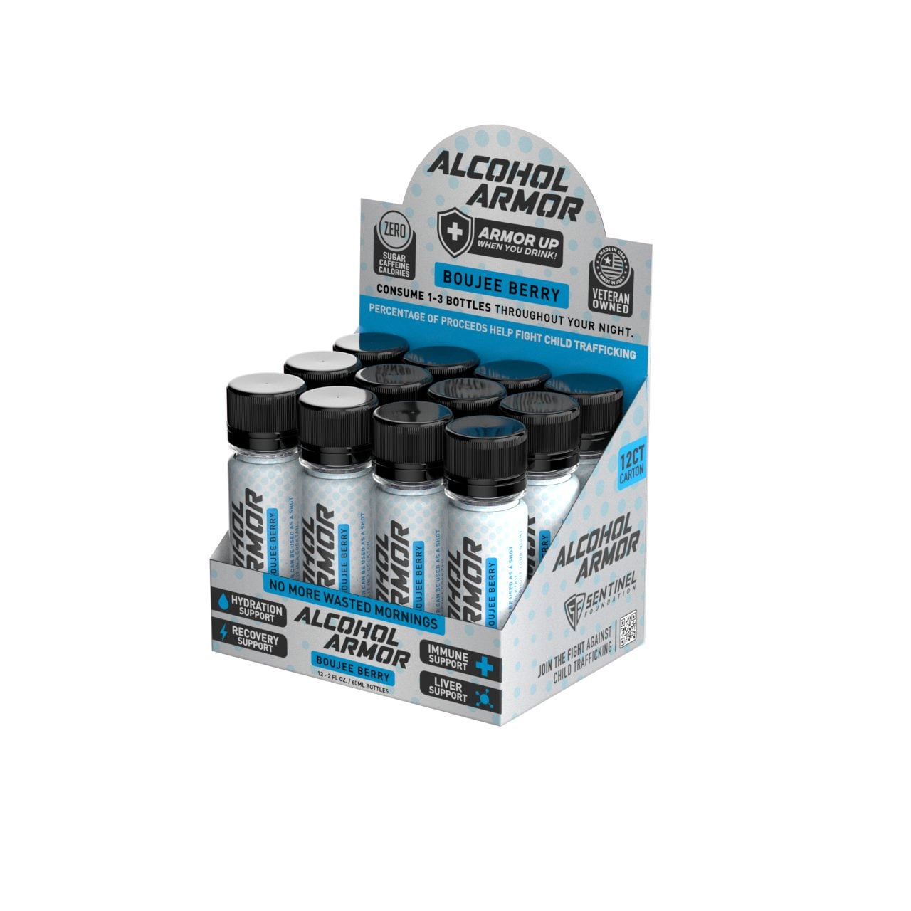 Alcohol Armor Hangover Prevention Shots Boujee Berry 12 Pack 60mL with great wholesale price