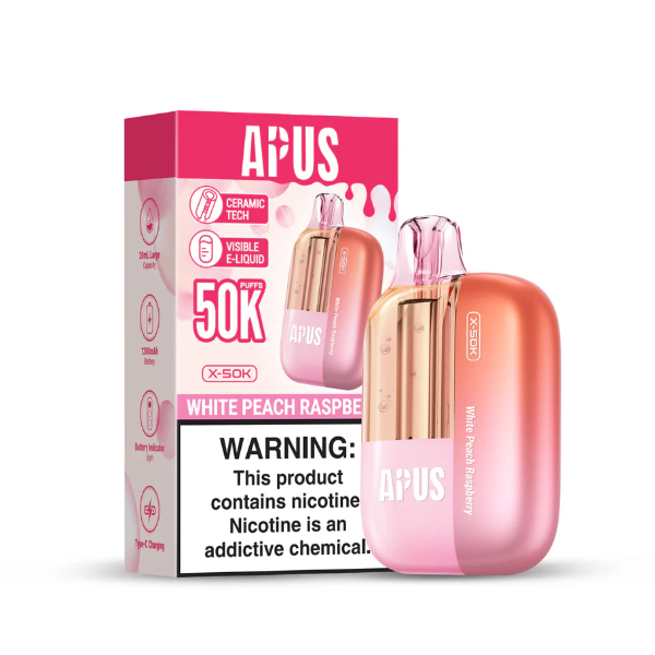 APUS X-50K Disposable Device - 50,000 Puffs -White Peach Raspberry