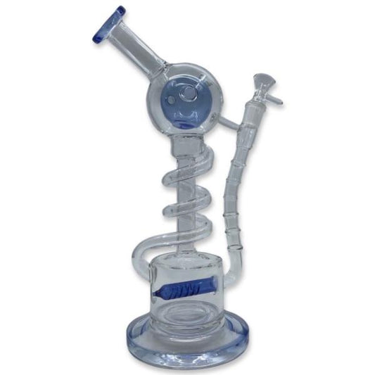 Ball Head Double Percolators Recycler Glass Water Pipe 12"