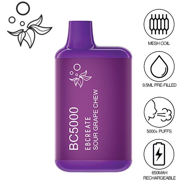 EBCreate BC5000 Thermal Edition Disposable Sour Grape Chew