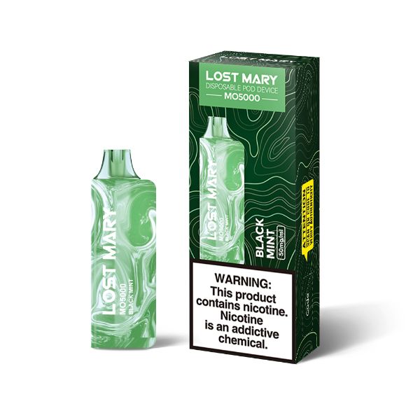 Lost Mary MO5000 5% Recharge Vape 5 Pack 13mL Best Flavor Black Mint