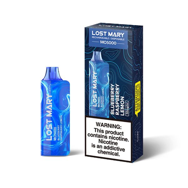 Lost Mary MO5000 5% Recharge Vape 5 Pack 13mL Best Flavor Blueberry Raspberry Lemon