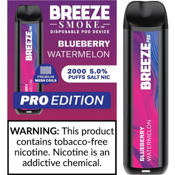 Breeze Smoke Pro W/ Mesh Coil TFN Disposable 2000 Puffs-Blueberry Watermelon