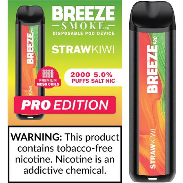 Breeze Smoke Pro W/ Mesh Coil TFN Disposable 2000 Puffs-Strawberry Kiwi