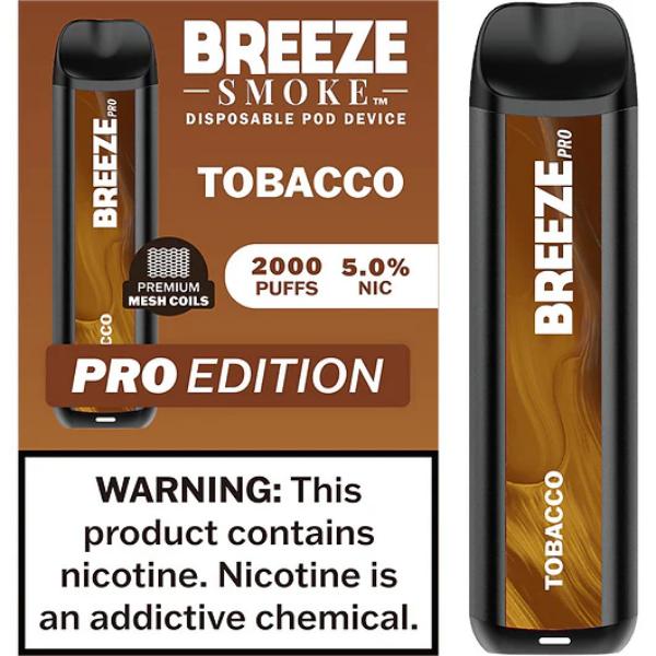 Breeze Smoke Pro W/ Mesh Coil TFN Disposable 2000 Puffs-Tobacco