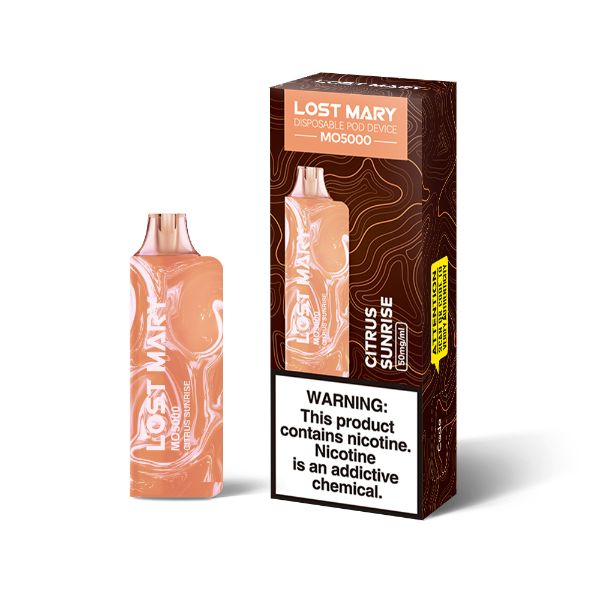 Lost Mary MO5000 5% Recharge Vape 5 Pack 13mL Best Flavor Citrus Sunrise