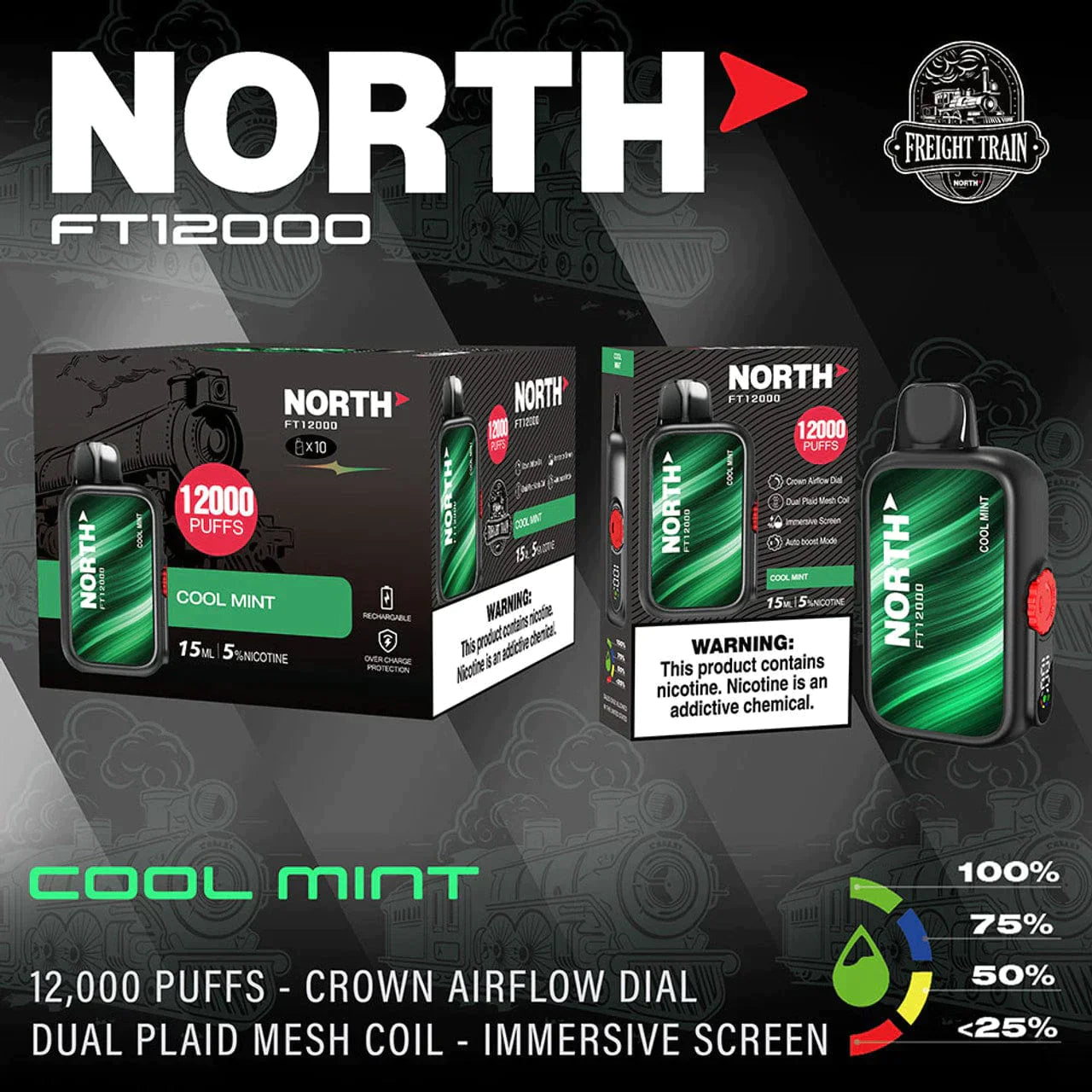North FT12000 Disposable Vape 15mL Best Flavor Cool Mint
