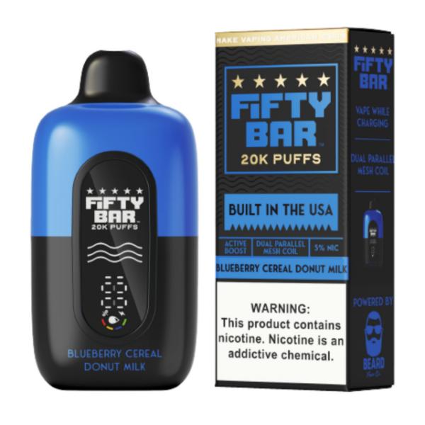 Fifty Bar V2 20000 Puff Disposable (Texas Compliant)-Black Series - Blueberry Cereal Donut Milk-Single Disposable-5%-18mL
