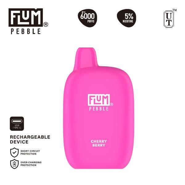 Flum Pebble 6000 Puffs Rechargeable Disposable - Cherry Berry