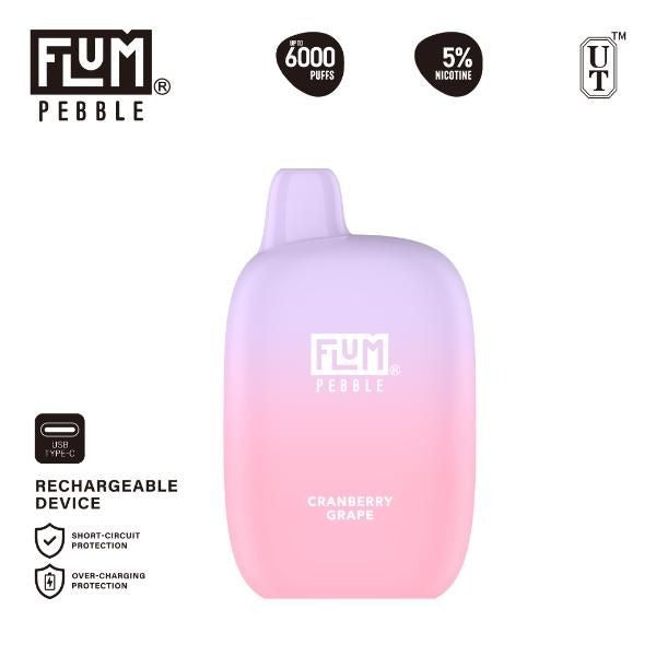Flum Pebble 6000 Puffs Rechargeable Disposable - Cranberry Grape
