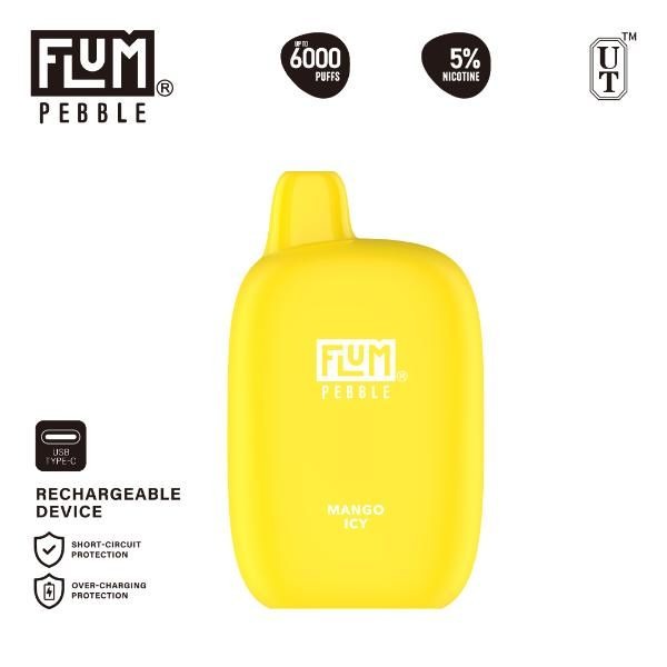 Flum Pebble 6000 Puffs Rechargeable Disposable - Mango Icy