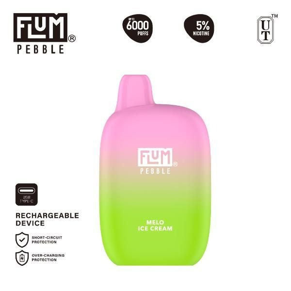 Flum Pebble 6000 Puffs Rechargeable Disposable - Melo Ice Cream