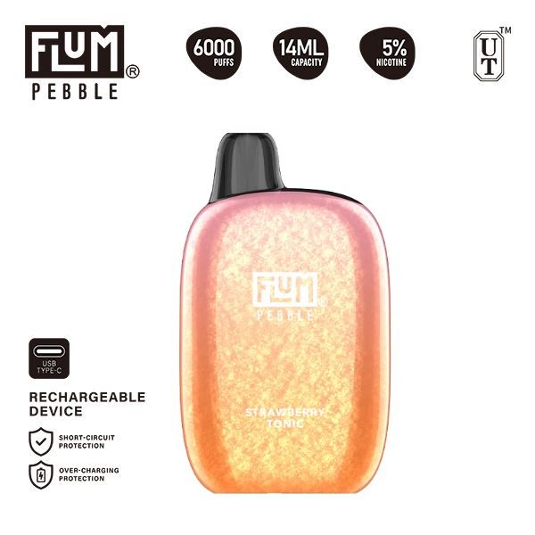 Flum Pebble 6000 Puffs Rechargeable Disposable - Strawberry Tonic