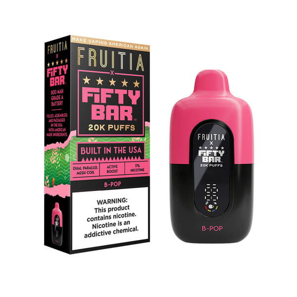 Fruitia x Fifty Bar 20,000 Puffs Disposable (Texas Compliant) B-Pop