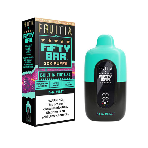 Fruitia x Fifty Bar 20,000 Puffs Disposable (Texas Compliant) Baja Burst