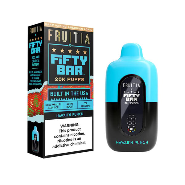 Fruitia x Fifty Bar 20,000 Puffs Disposable (Texas Compliant) Hawaii'n Punch