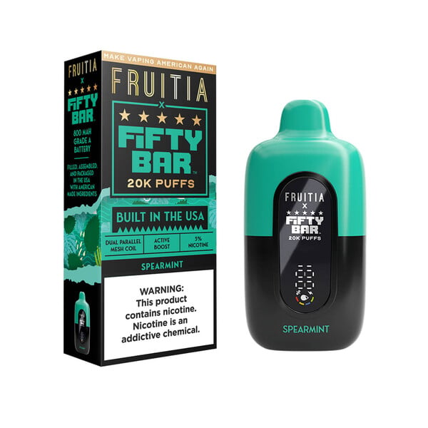 Fruitia x Fifty Bar 20,000 Puffs Disposable (Texas Compliant) Spearmint