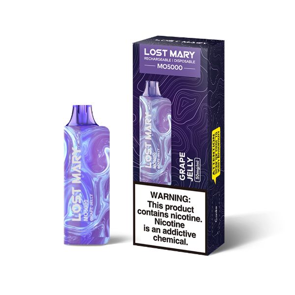 Lost Mary MO5000 5% Recharge Vape 5 Pack 13mL Best Flavor Grape Jelly