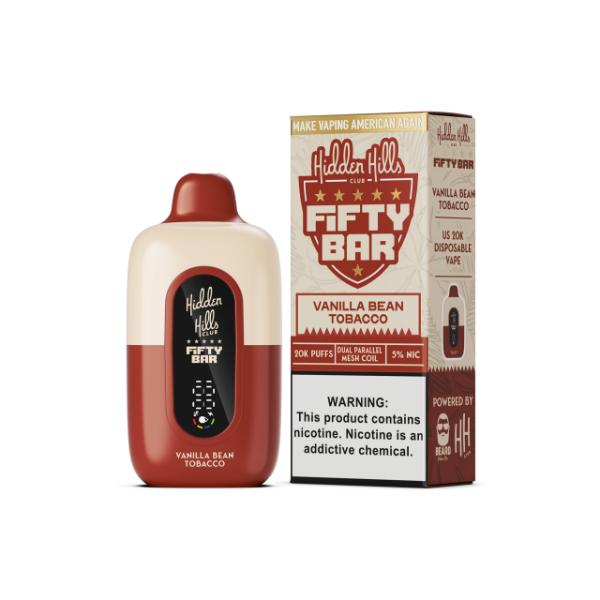 Hidden Hills Club X Fifty Bar-Vanilla Bean Tobacco-Pack of 5-50mg