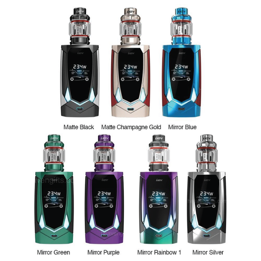 iJoy Avenger 270 Vape Kit Best Colors Matte Black Matte Champagne Gold Mirror Blue Mirror Green Mirror Purple Mirror Rainbow 1 Mirror Silver