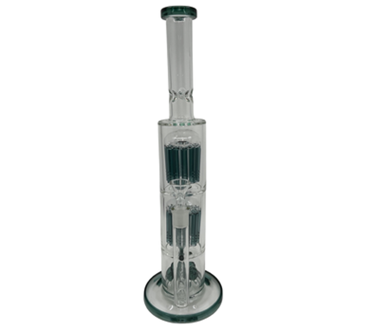 15.75" Heavy Duty Triple Stacked Glass Water Pipe with Jellyfish and Mushroom Percolators