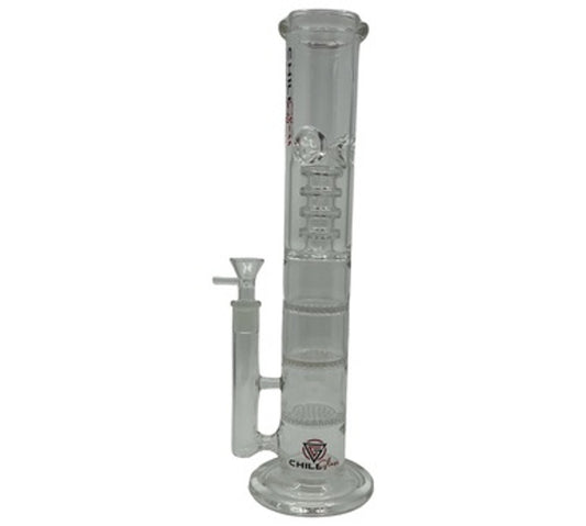 14" Chill Glass Triple Honeycomb Disc Water Pipe w/ Barrel Percolator & Ice Catcher